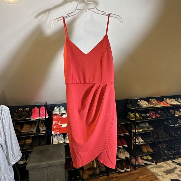 Lulus Asymmetrical Mini Dress Rust Color Spaghetti‎ Straps Size Large - Picture 2 of 6